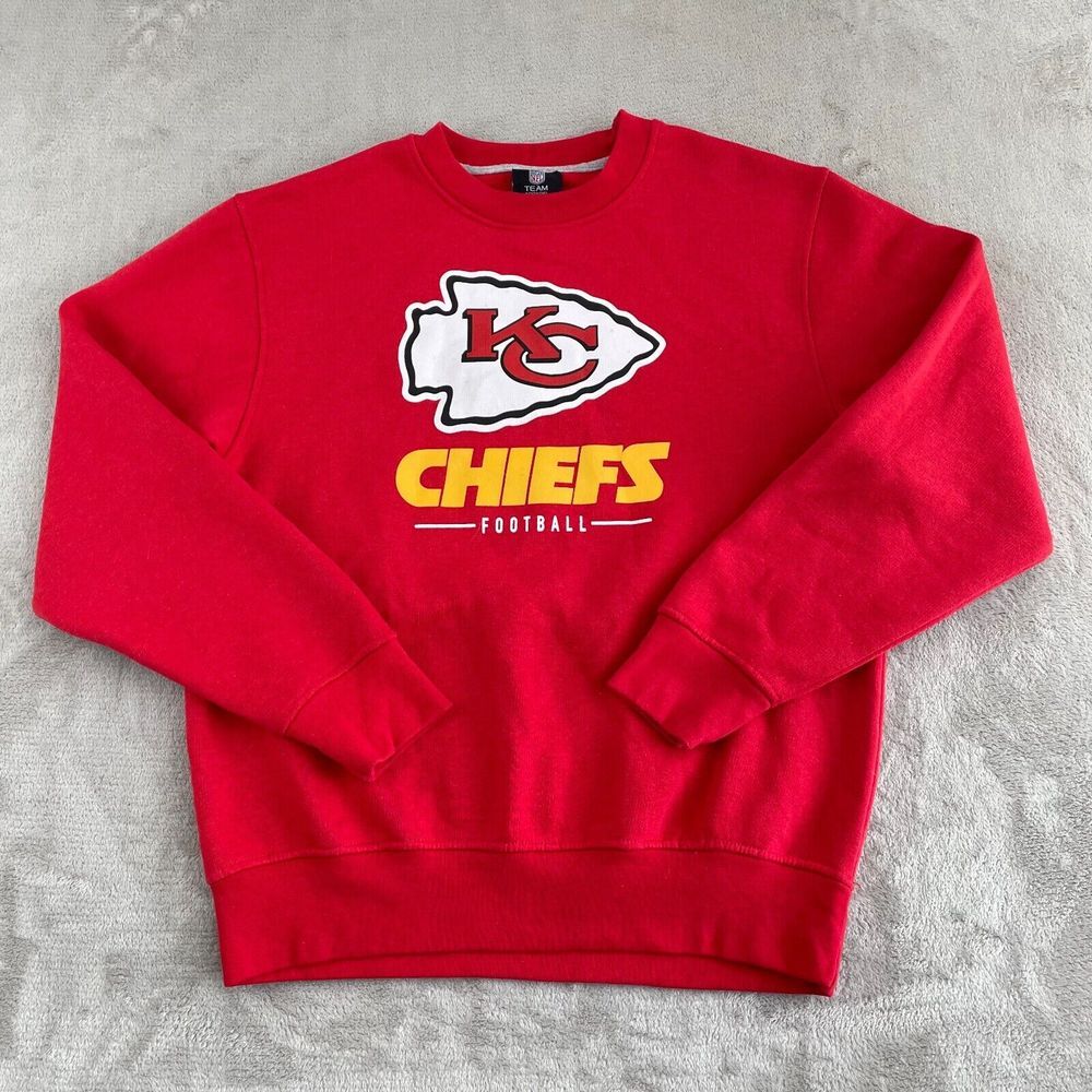 NFL Team Apparel Kansas City Chiefs Sweatshirt Youth‎ Boys Large 14-16 Red Crew